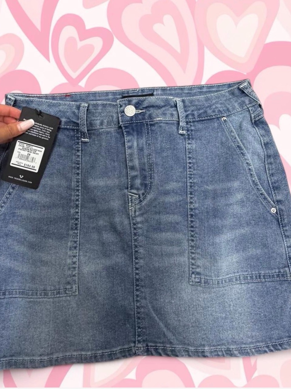 True Religion Light Wash Denim Mini Skirt Size 28
